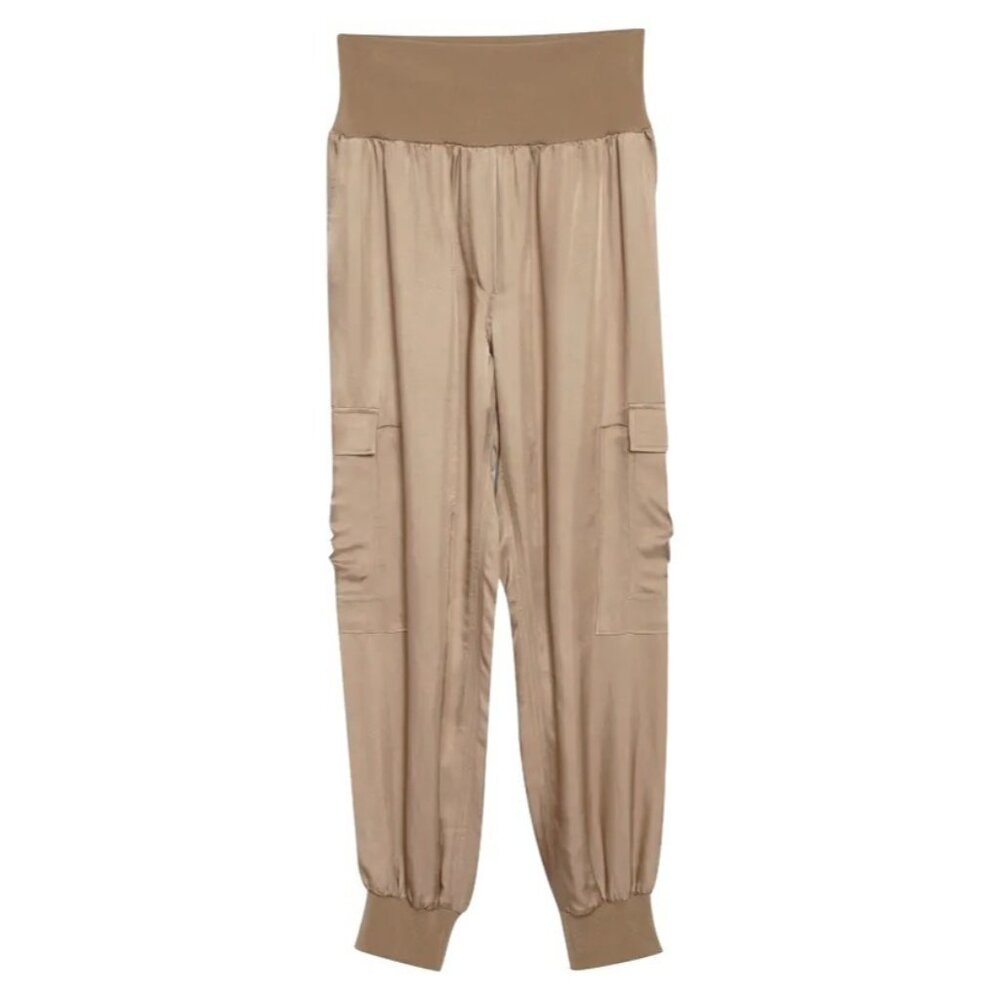 NWT Cinq a Sept Tous Les Jour Giles Joggers in Pewter Satin Pull-on Pants M
